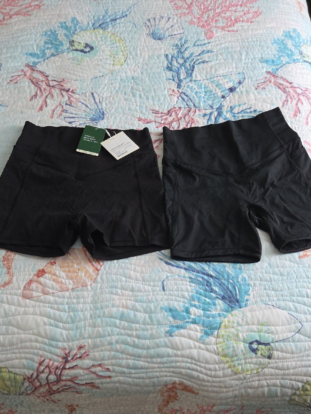 Black High-Waist Active Shorts (Pair)